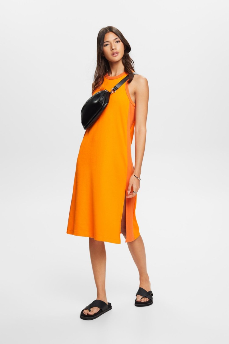 Esprit - Lady Midi Dress Orange GOOFASH