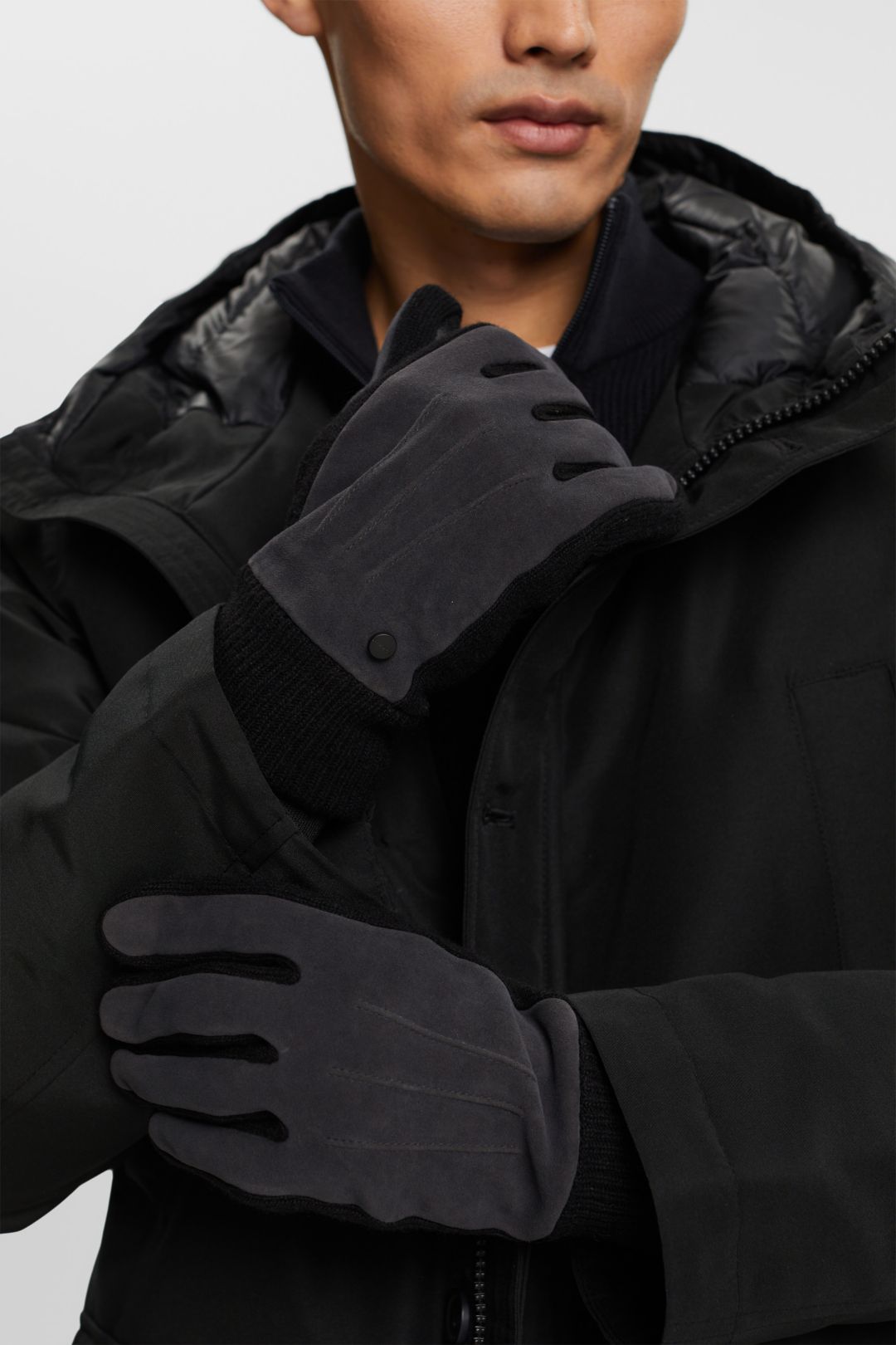 Esprit - Mens Gloves Grey GOOFASH