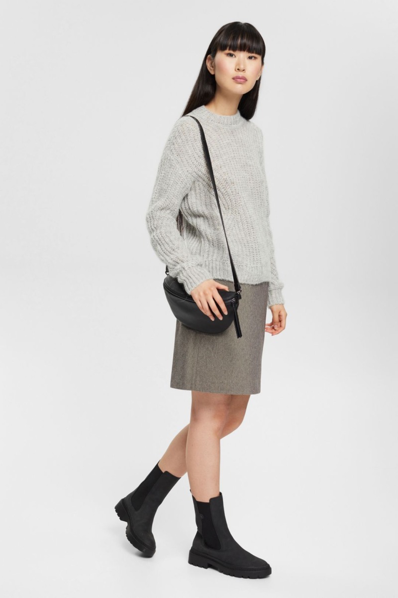 Esprit - Women's Grey Knitting Sweater GOOFASH