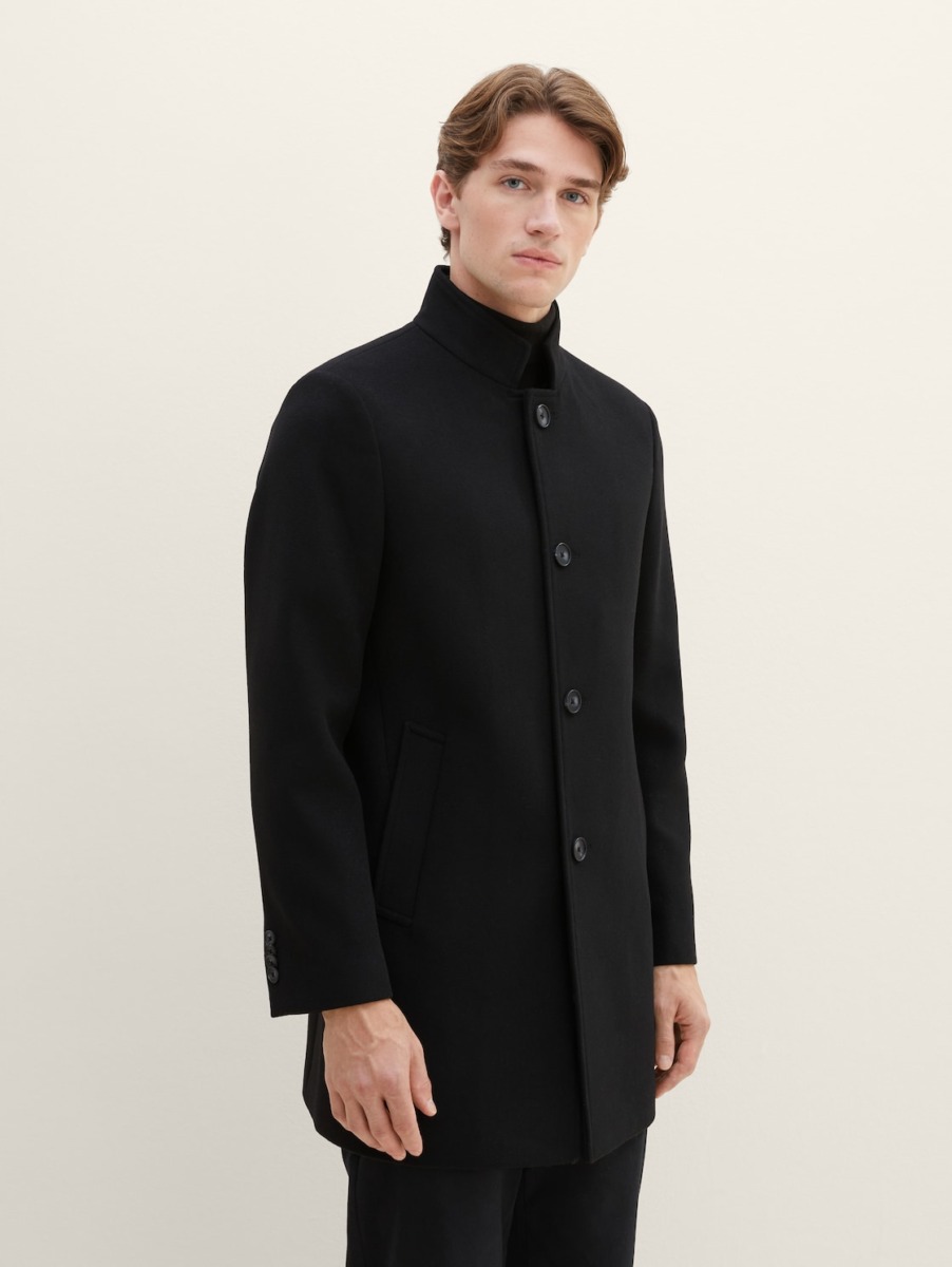 Gent Black Coat - Tom Tailor GOOFASH