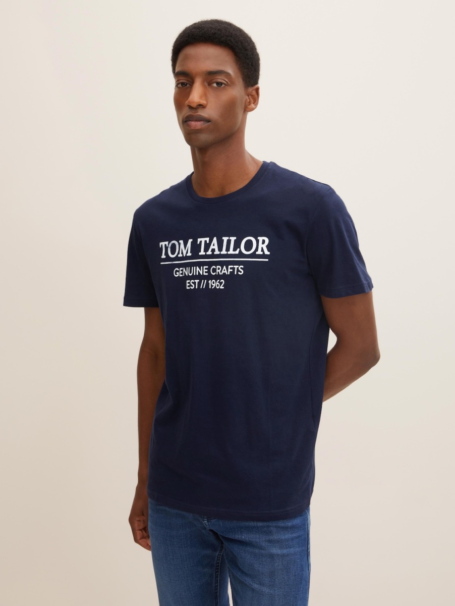 Gents Blue T-Shirt Tom Tailor GOOFASH