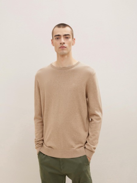 Gents Knitting Sweater Brown at Tom Tailor GOOFASH