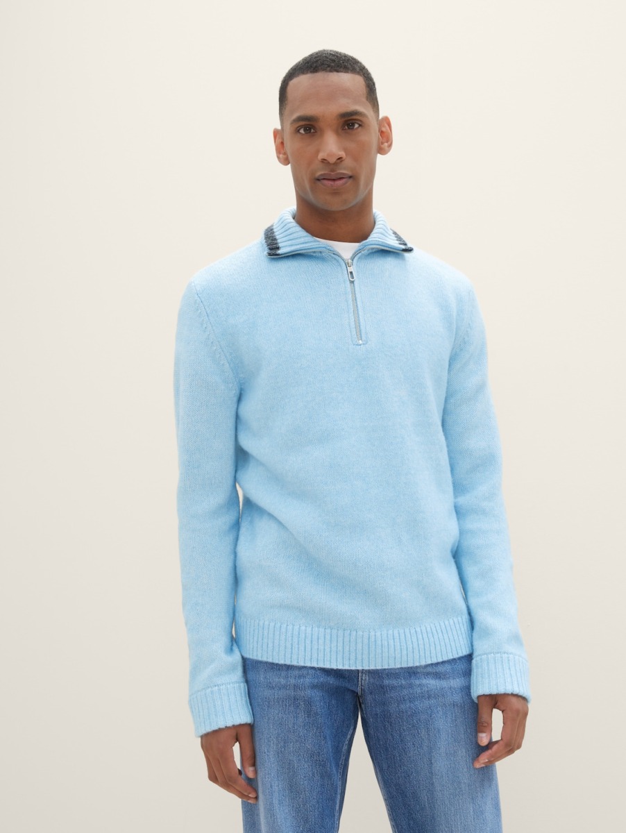 Gents Knitting Sweater in Blue - Tom Tailor GOOFASH