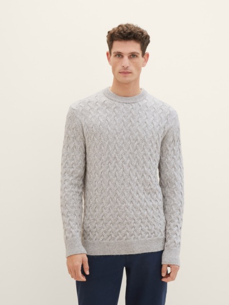 Gents Knitting Sweater in Grey from Tom Tailor GOOFASH