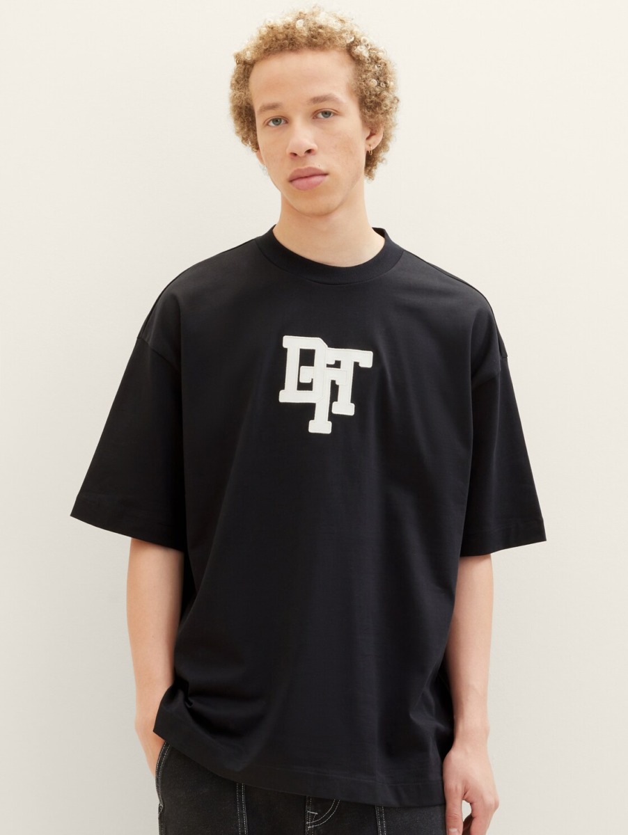 Gents T-Shirt Black from Tom Tailor GOOFASH