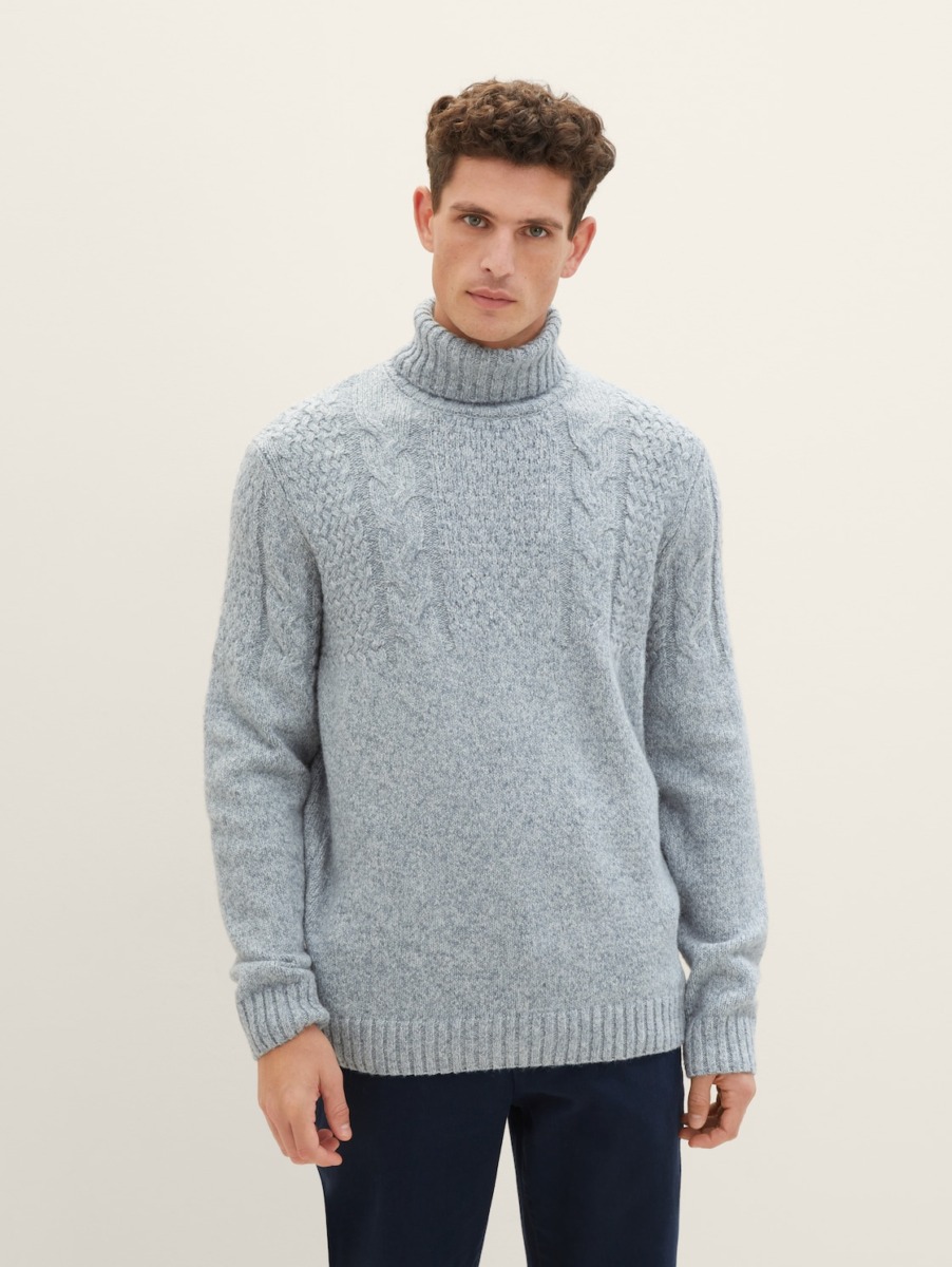 Gents Turtleneck in Blue by Tom Tailor GOOFASH