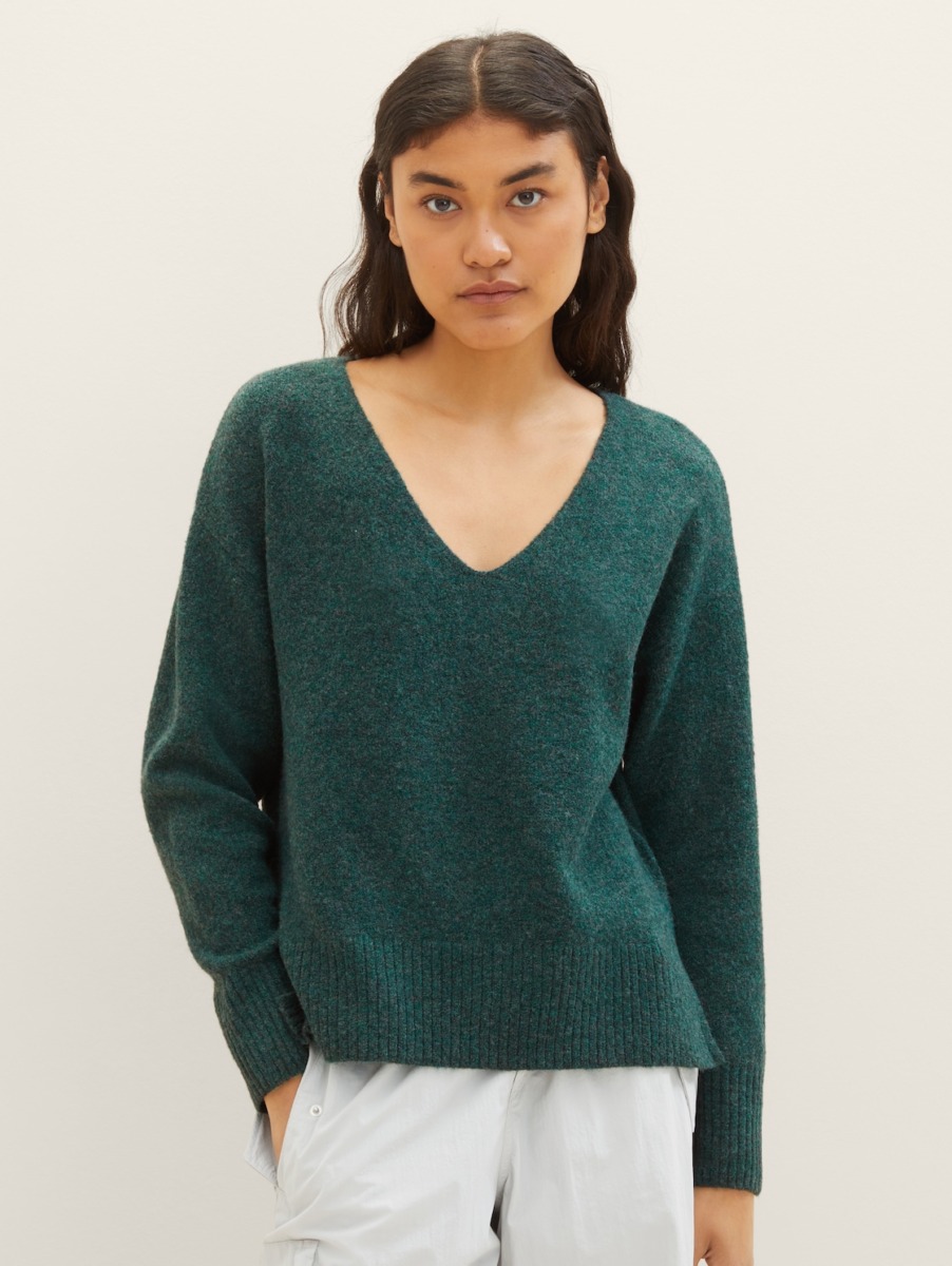 Green Women's Knitting Sweater Tom Tailor GOOFASH