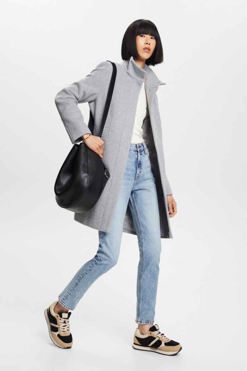 Grey Coat for Woman by Esprit GOOFASH