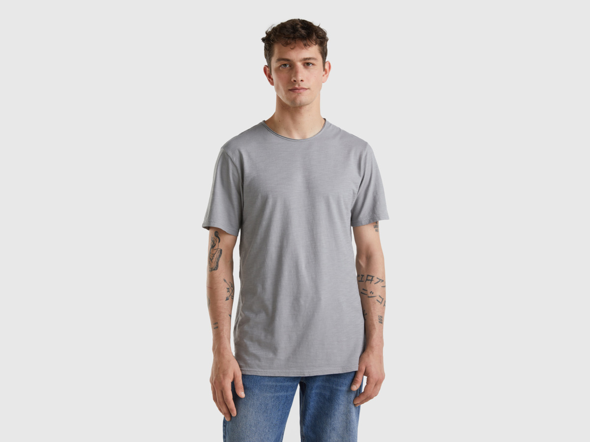 Grey T-Shirt - Benetton - United Colors of Benetton GOOFASH