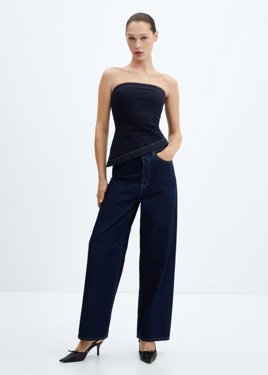 Jeans Top in Blue at Mango GOOFASH