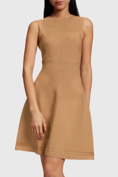 Knitted Dress in Camel Esprit GOOFASH