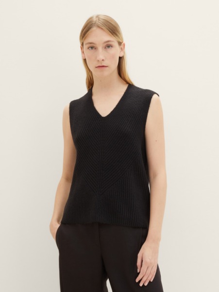 Knitted Sweater in Black at Tom Tailor GOOFASH