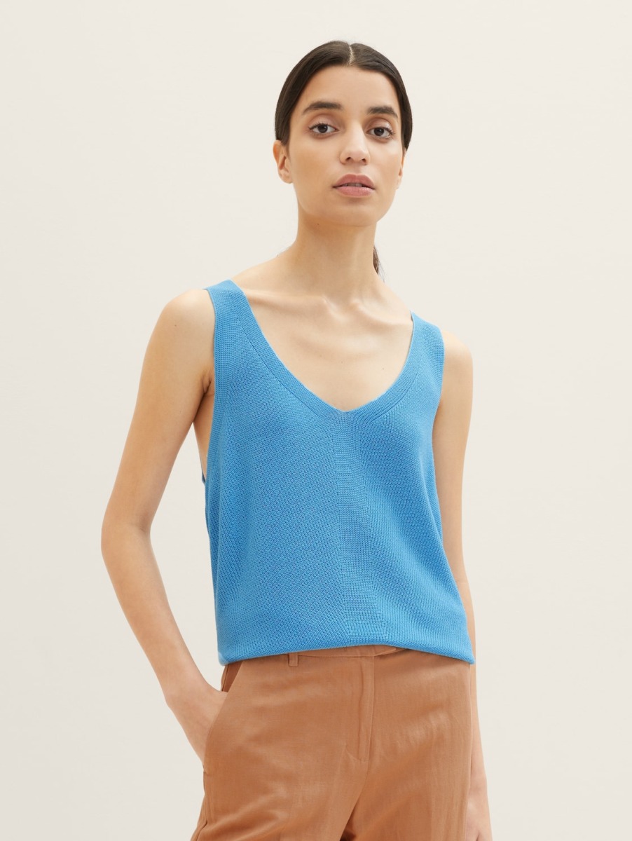 Knitted Top in Blue - Tom Tailor - Woman GOOFASH