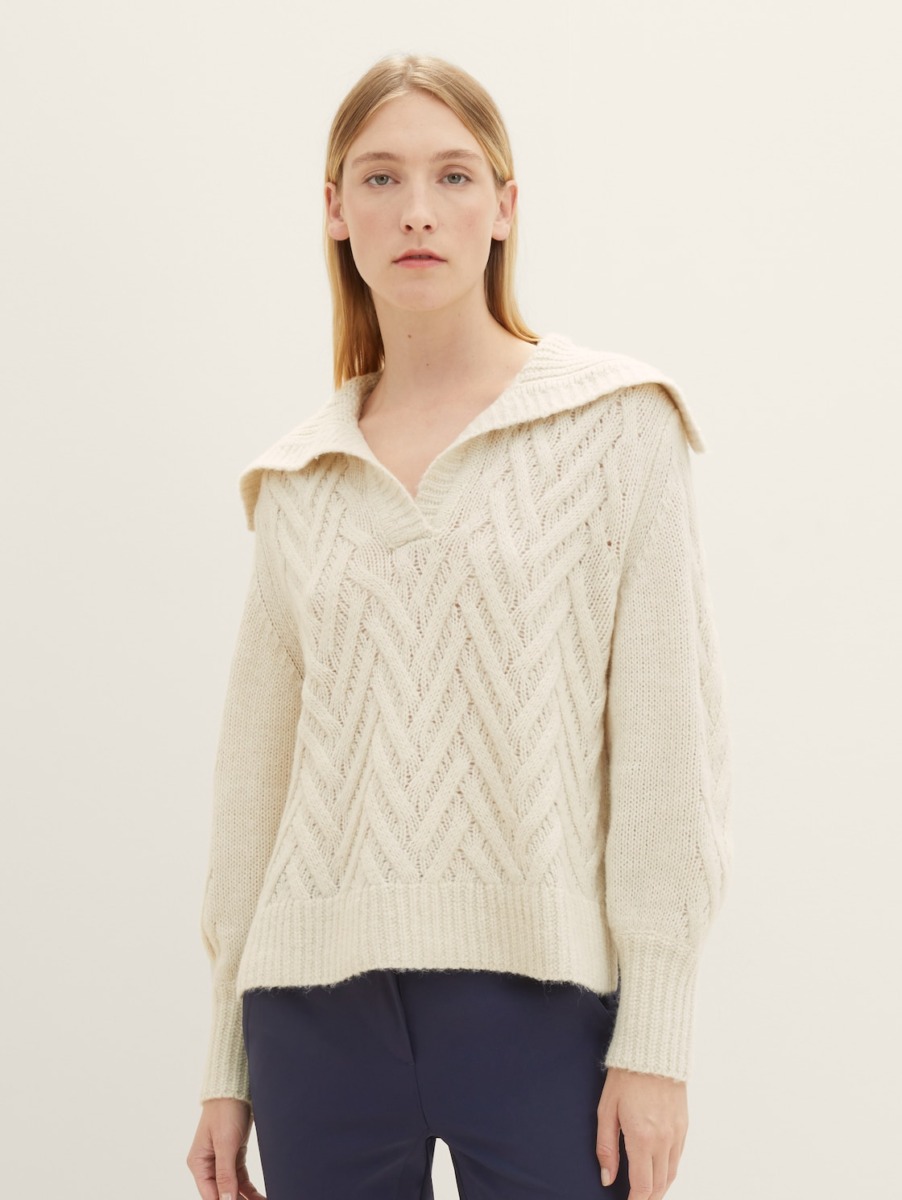 Knitting Sweater Beige - Lady - Tom Tailor GOOFASH