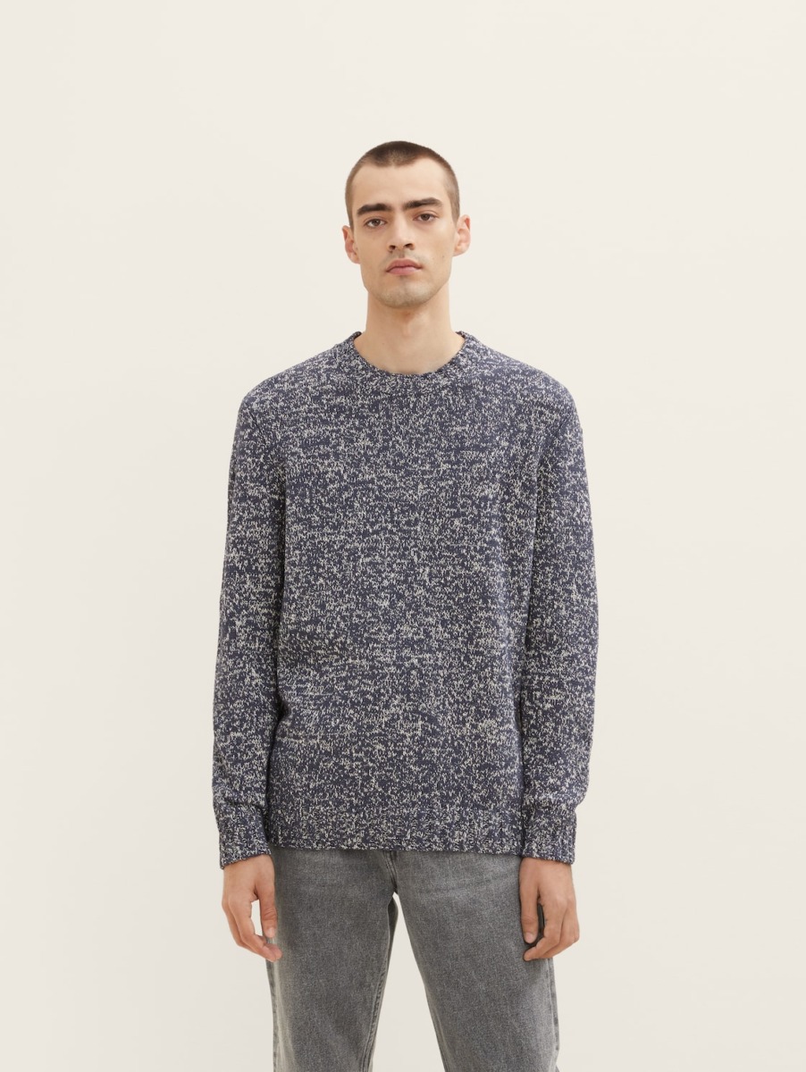 Knitting Sweater - Blue - Tom Tailor - Gents GOOFASH