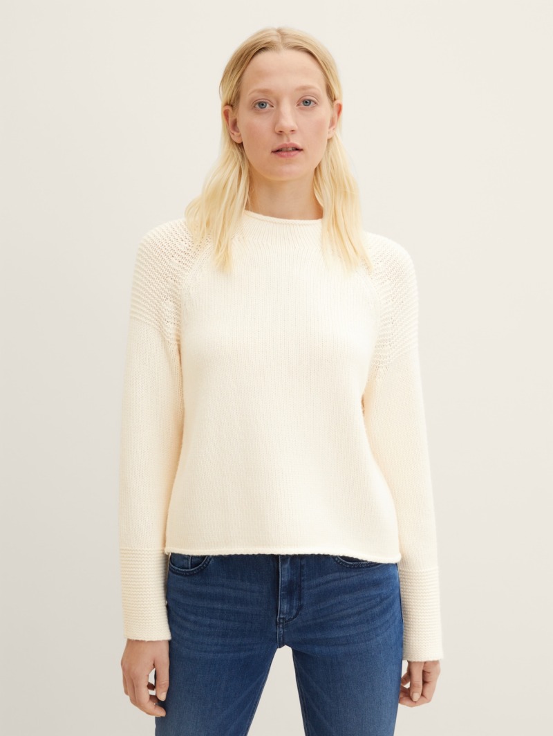 Knitting Sweater - White - Women - Tom Tailor GOOFASH