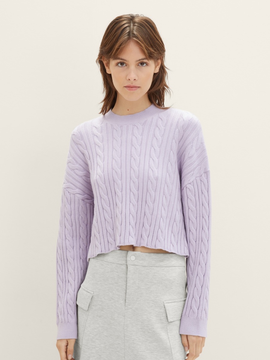 Knitting Sweater in Lavender - Tom Tailor Woman GOOFASH