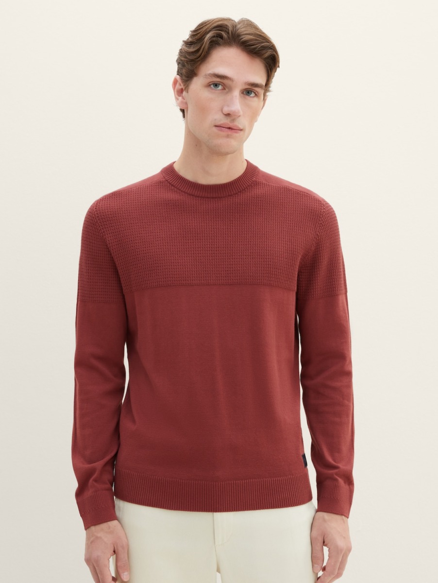 Knitting Sweater in Red for Man from Tom Tailor GOOFASH
