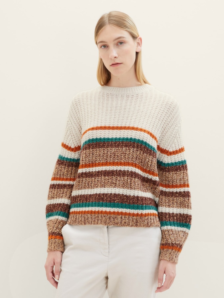 Knitting Sweater in Striped for Women by Tom Tailor GOOFASH