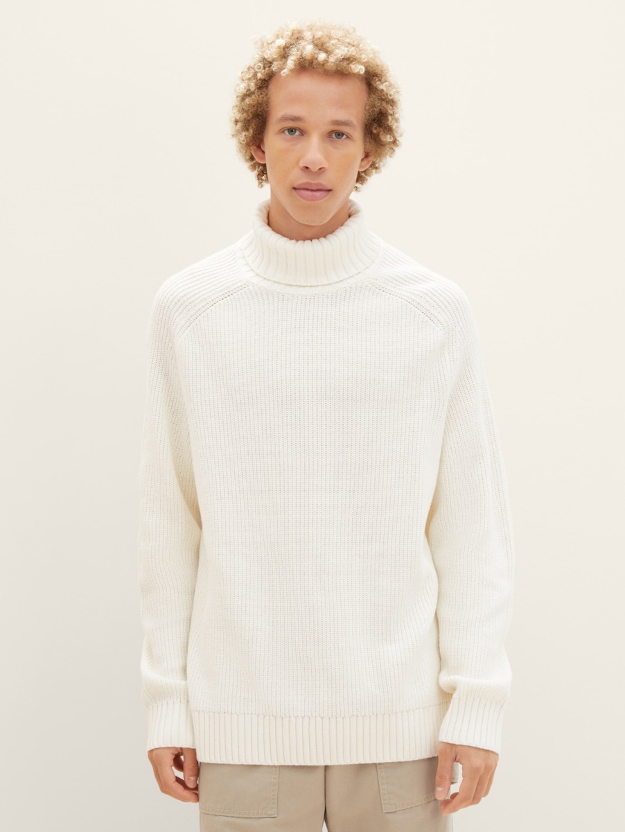 Knitting Sweater in White - Tom Tailor Man GOOFASH