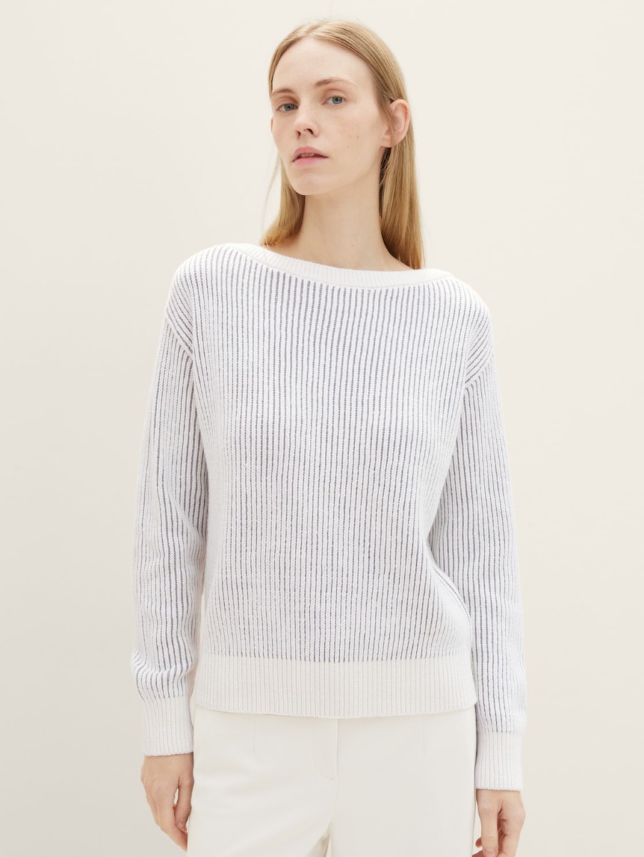 Knitting Sweater in White Tom Tailor Woman GOOFASH