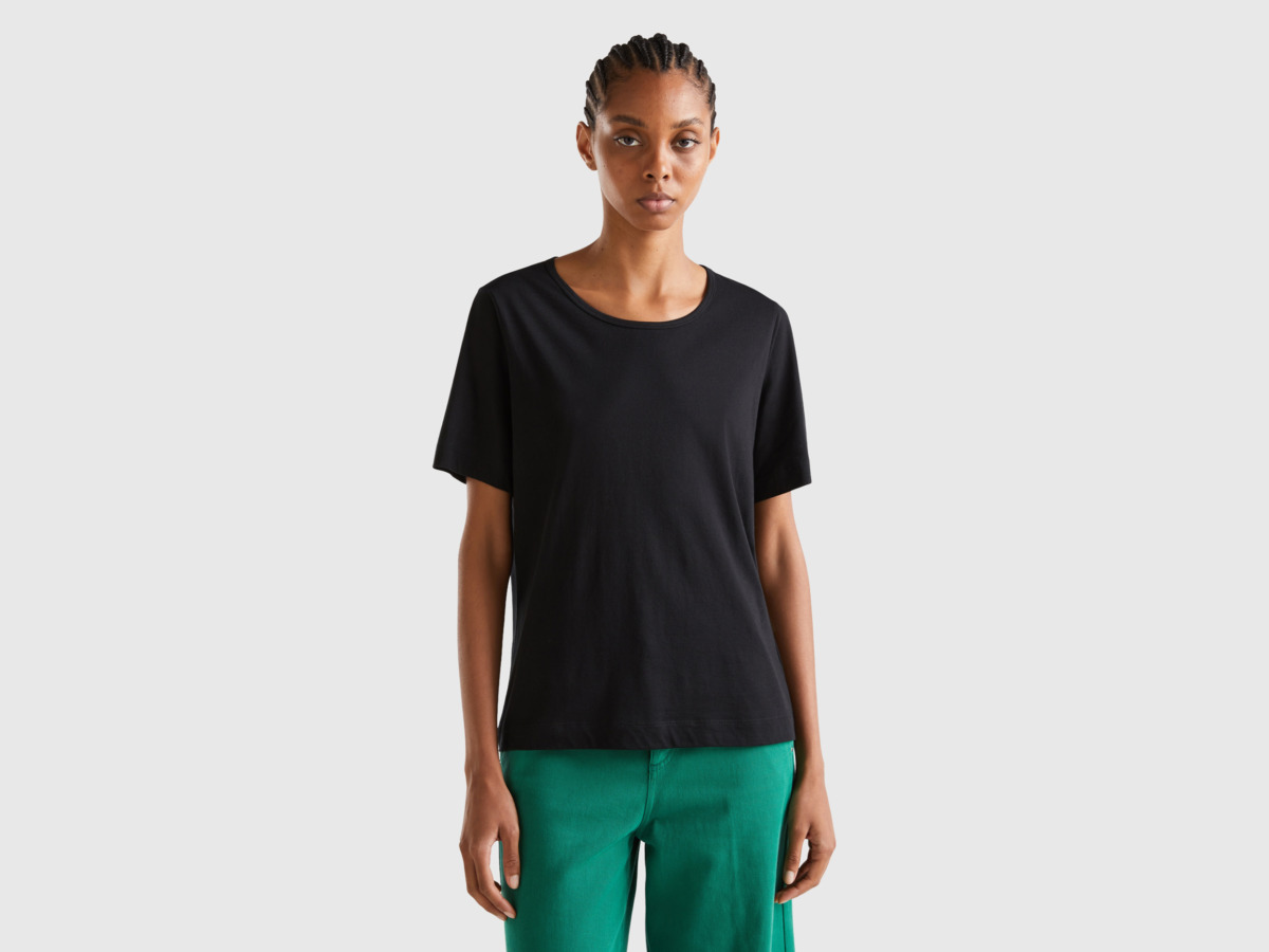 Ladies Black T-Shirt - Benetton - United Colors of Benetton GOOFASH