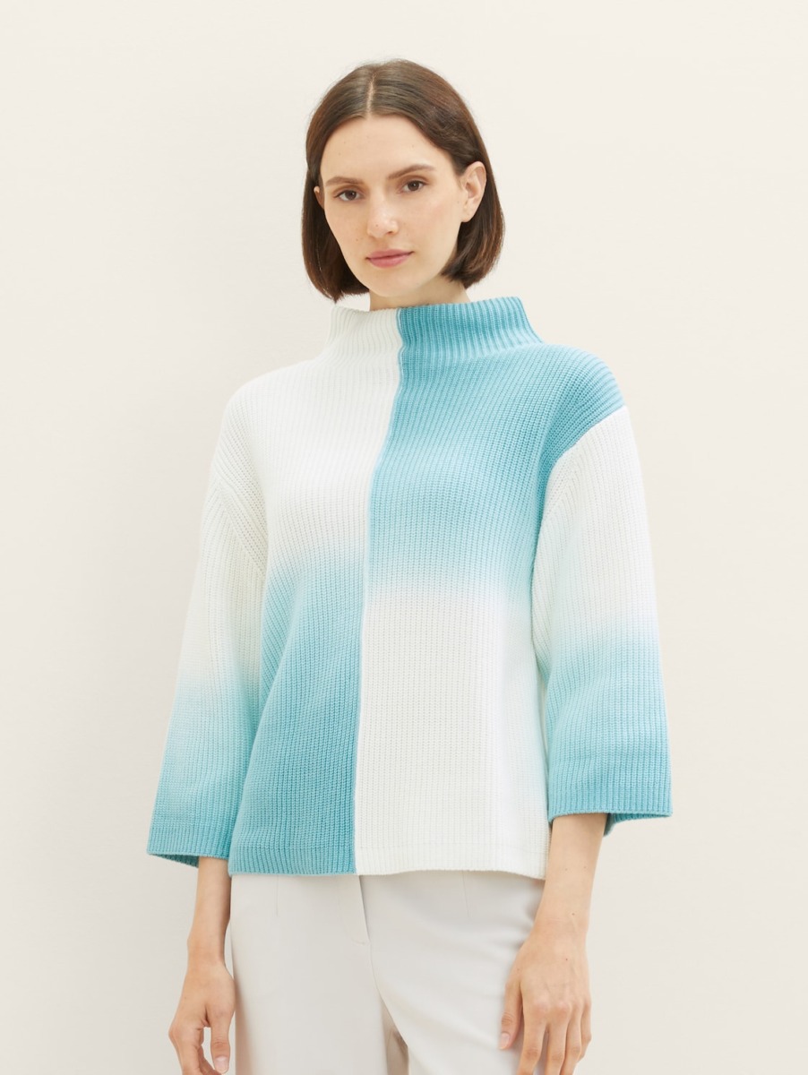 Ladies Knitting Sweater - Blue - Tom Tailor GOOFASH