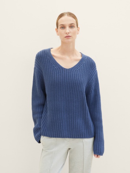 Ladies Knitting Sweater Blue from Tom Tailor GOOFASH