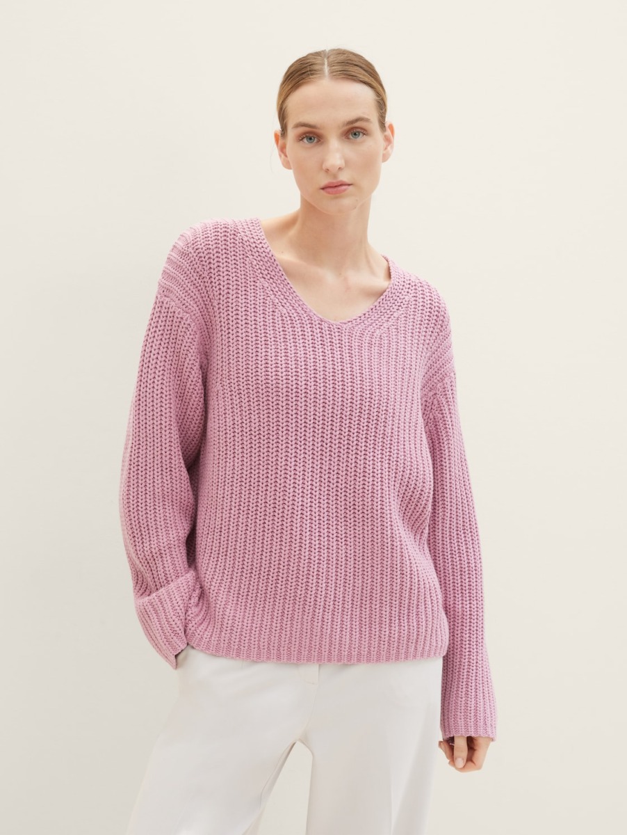 Ladies Knitting Sweater Pink at Tom Tailor GOOFASH