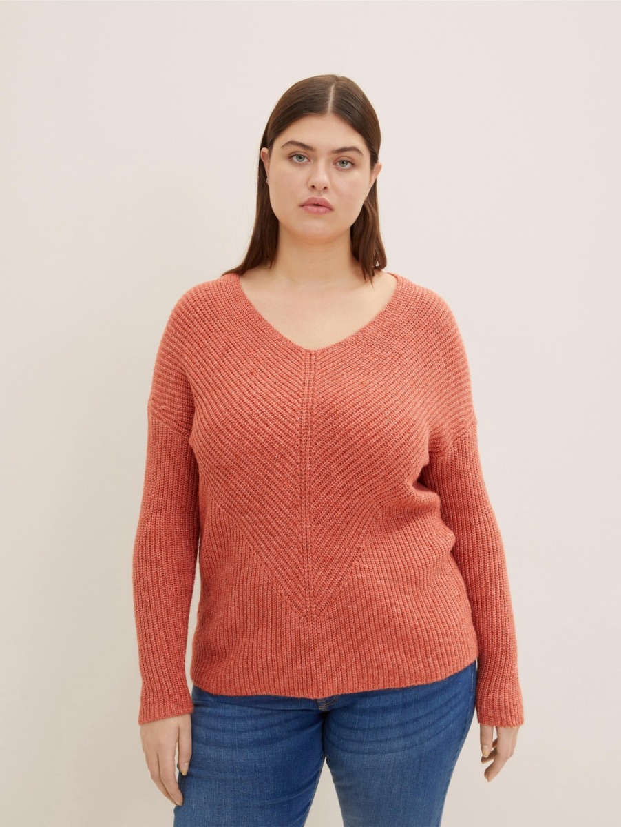 Ladies Knitting Sweater in Red at Tom Tailor GOOFASH