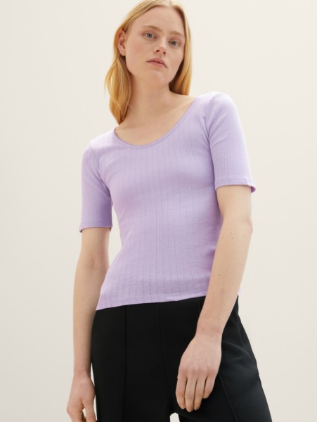Ladies T-Shirt in Purple by Tom Tailor GOOFASH
