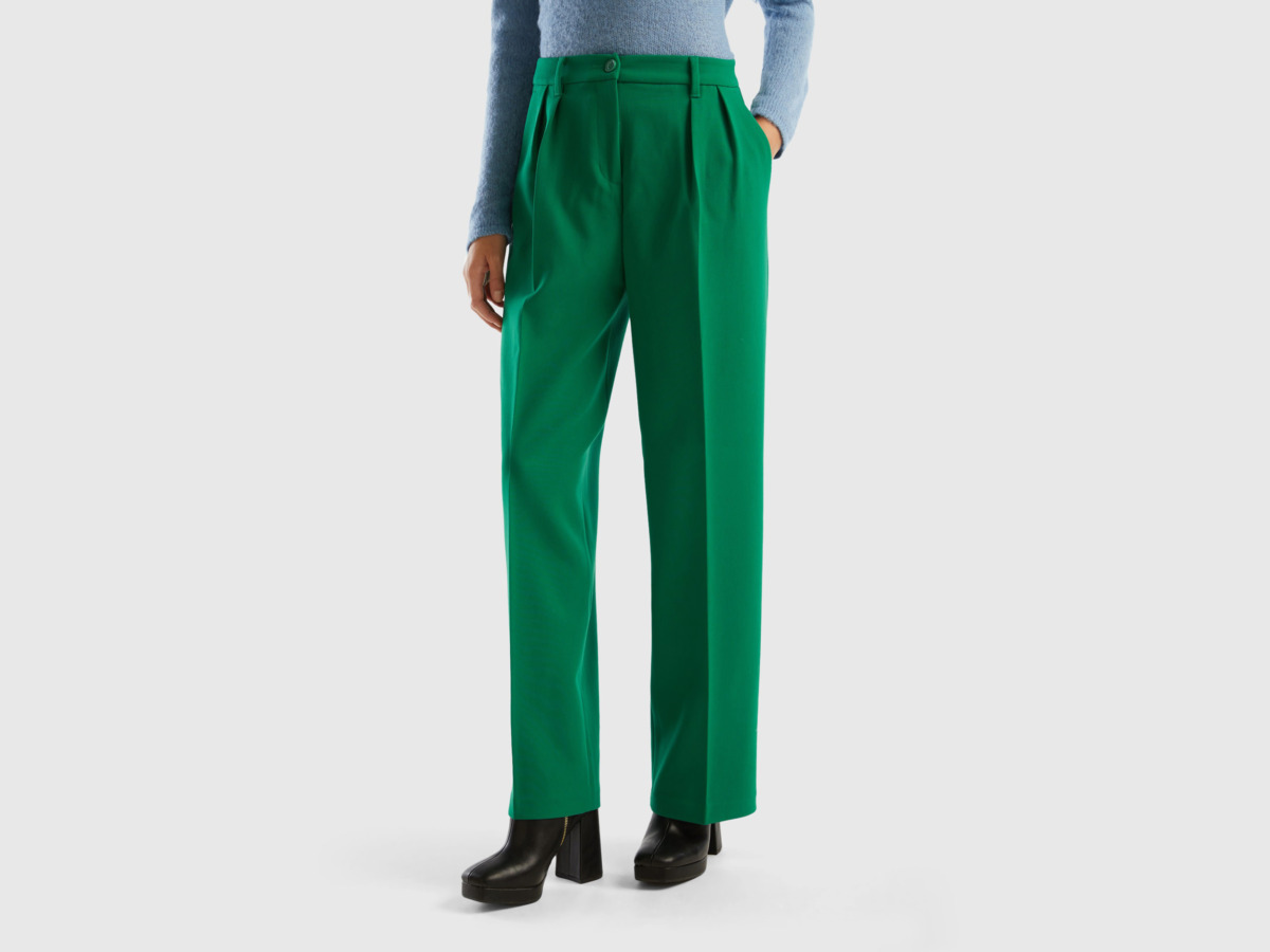 Ladies Trousers Green - United Colors of Benetton - Benetton GOOFASH