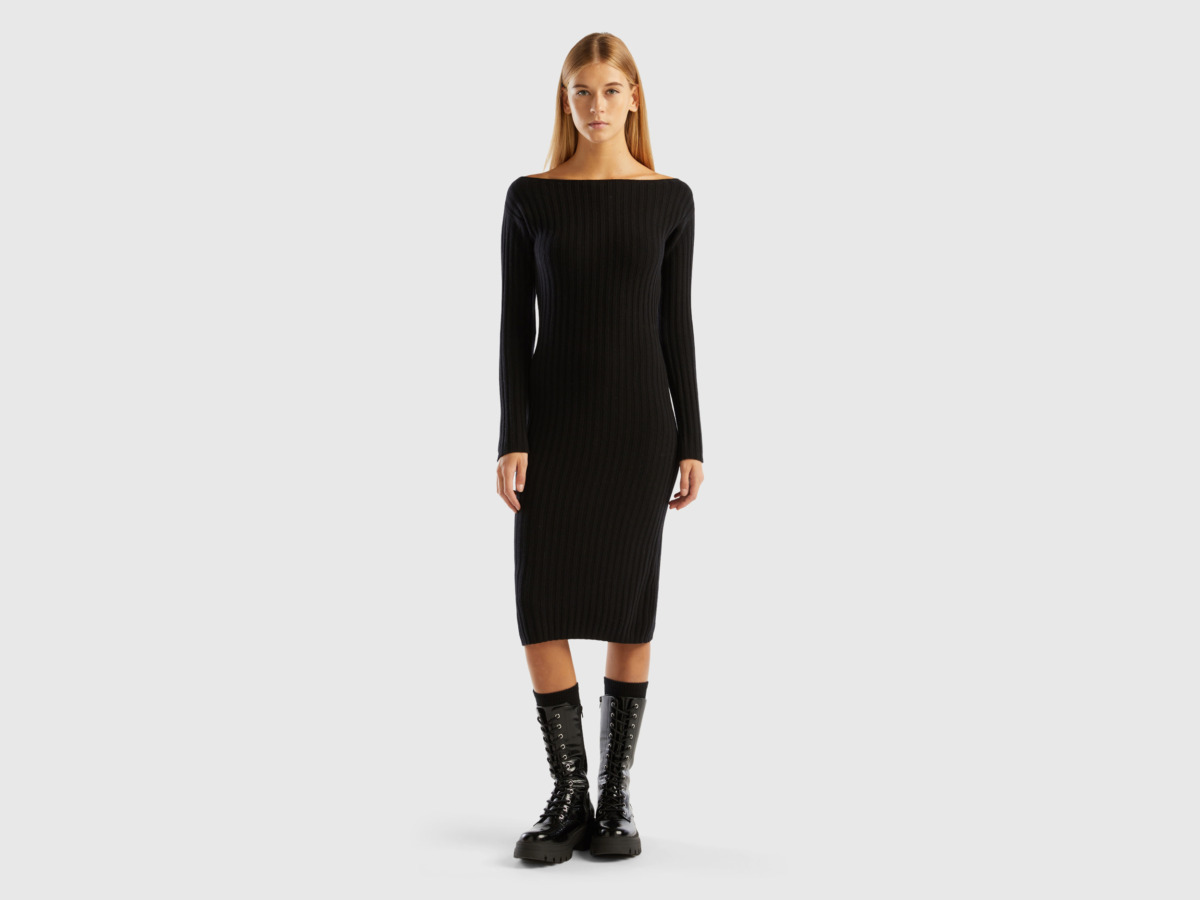 Lady Black - Knitted Dress - United Colors of Benetton - Benetton GOOFASH
