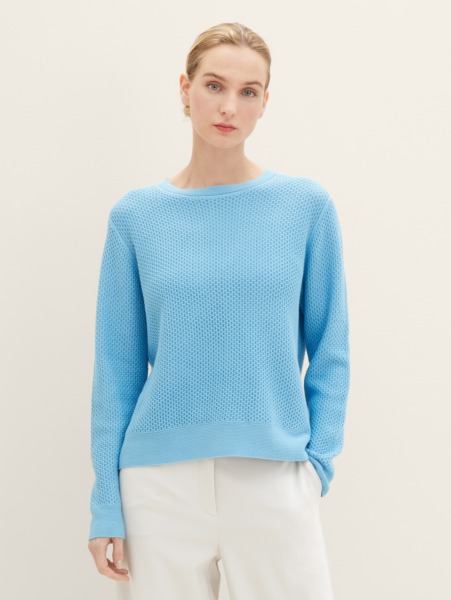 Lady Blue Knitting Sweater by Tom Tailor GOOFASH