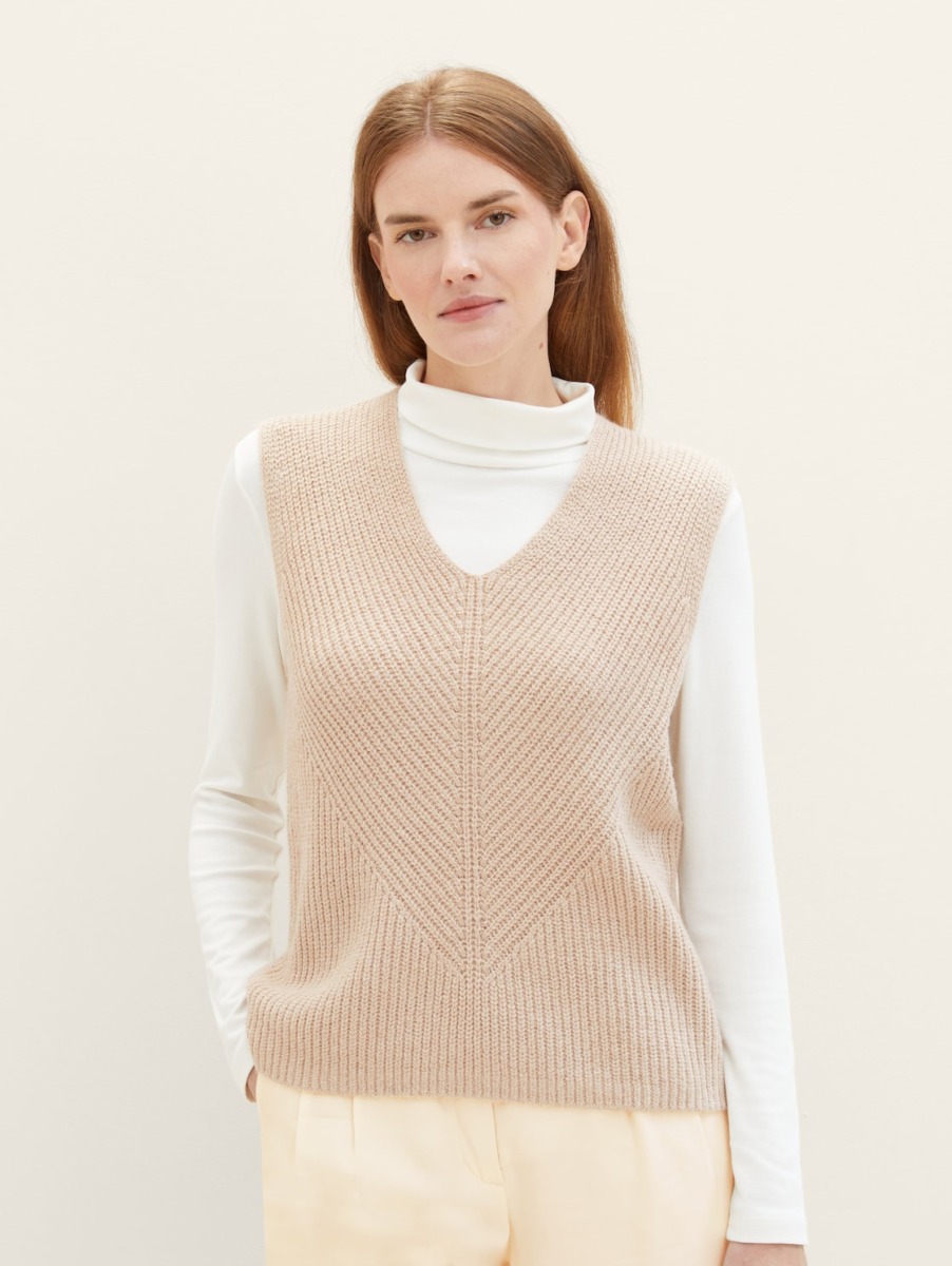 Lady Knitted Sweater in Brown - Tom Tailor GOOFASH