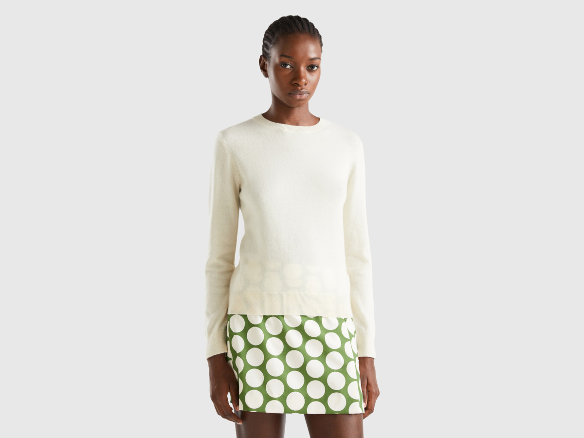 Lady Sweater in White United Colors of Benetton Benetton GOOFASH