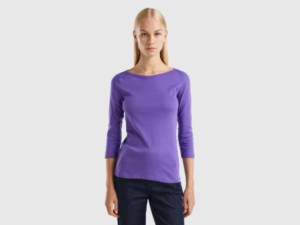 Lady T-Shirt Purple United Colors of Benetton - Benetton GOOFASH