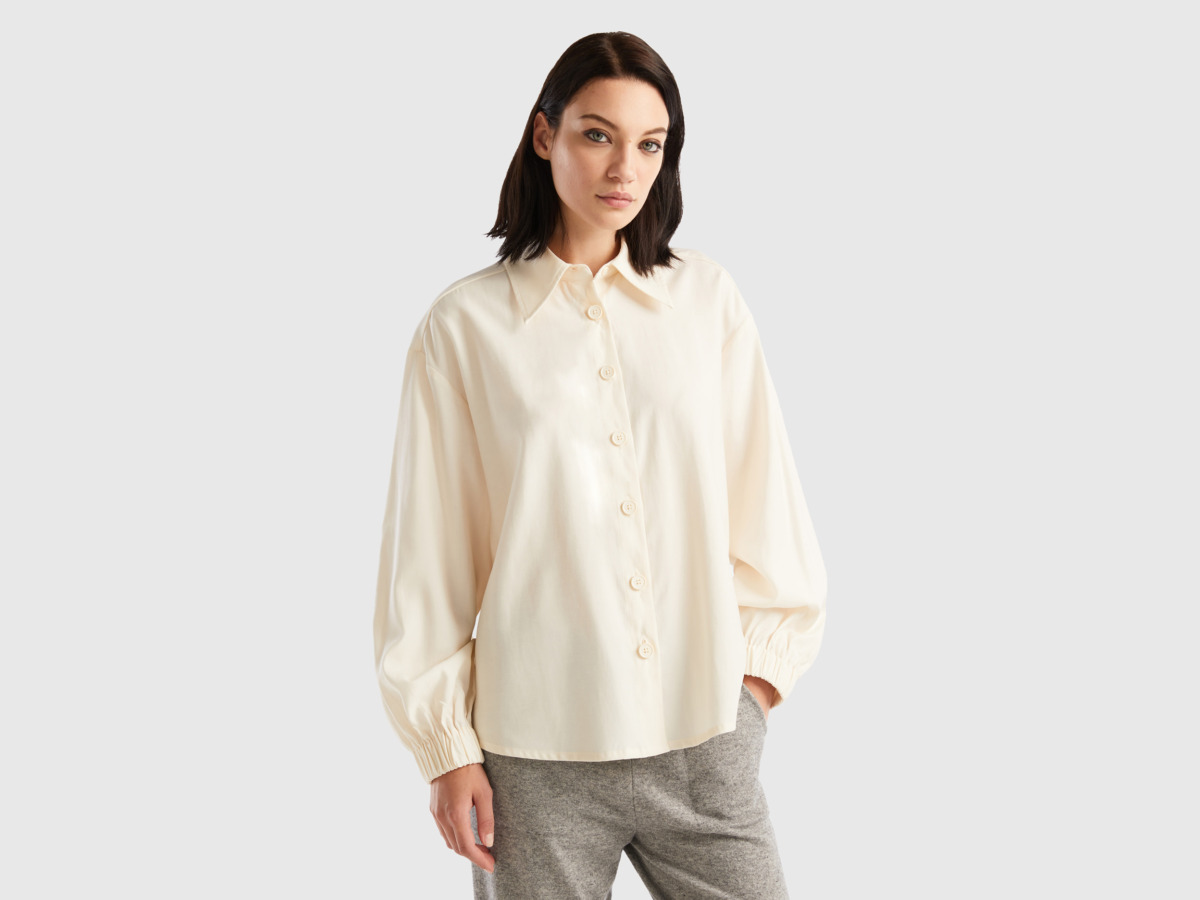 Lady White Shirt Benetton - United Colors of Benetton GOOFASH