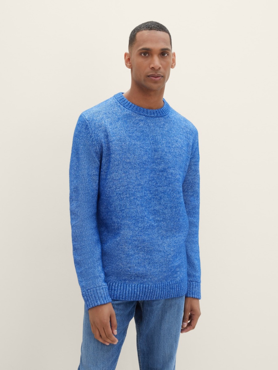 Man Blue Knitting Sweater - Tom Tailor GOOFASH