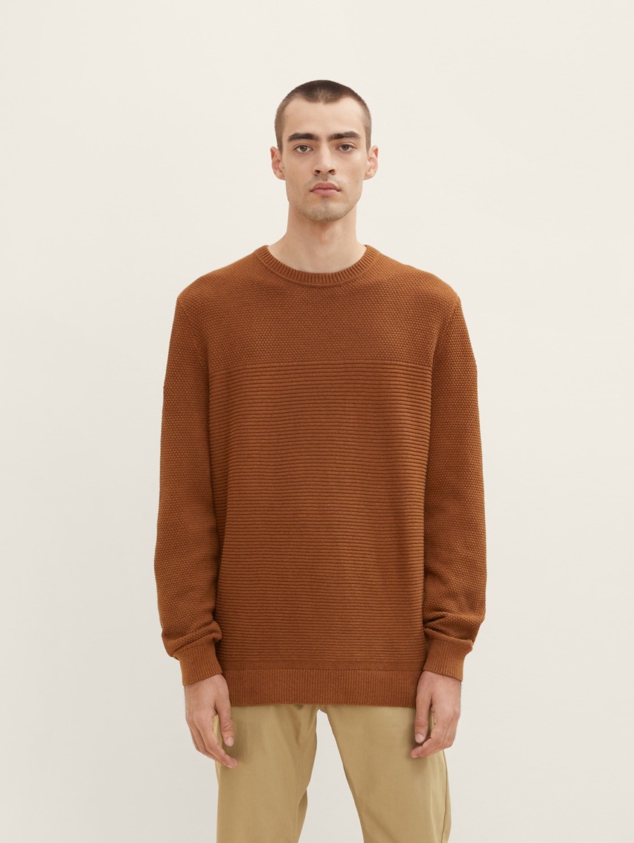 Man Brown Knitting Sweater - Tom Tailor GOOFASH