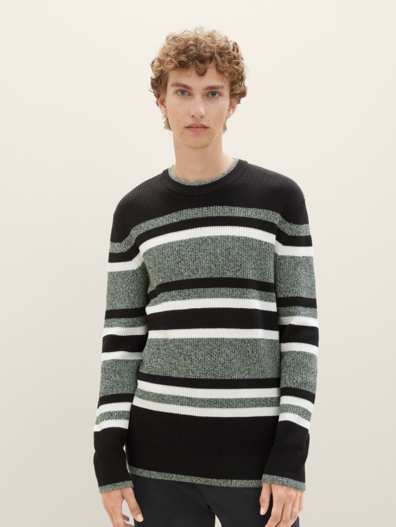 Man Knitting Sweater Striped - Tom Tailor GOOFASH