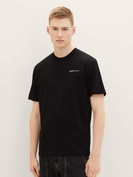 Man T-Shirt Black by Tom Tailor GOOFASH