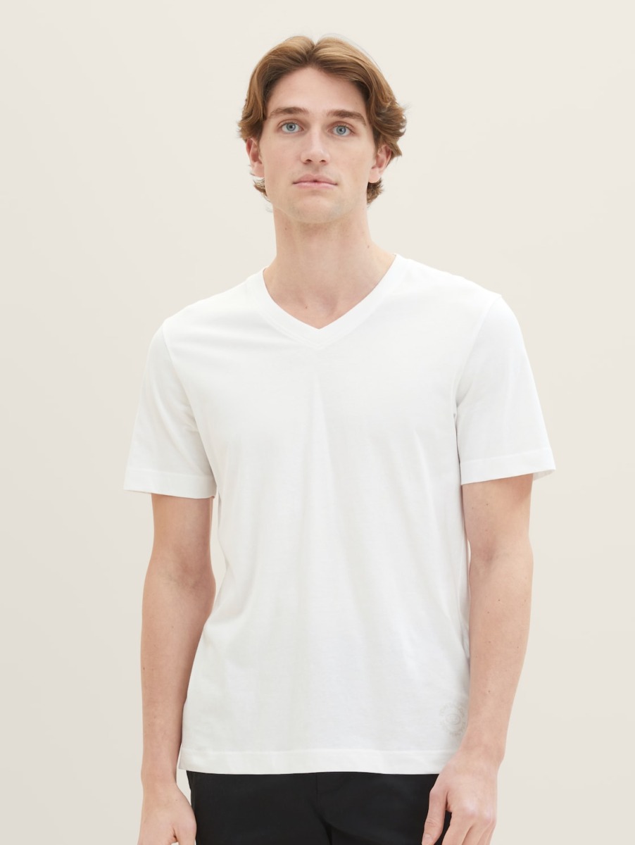 Man T-Shirt White Tom Tailor GOOFASH