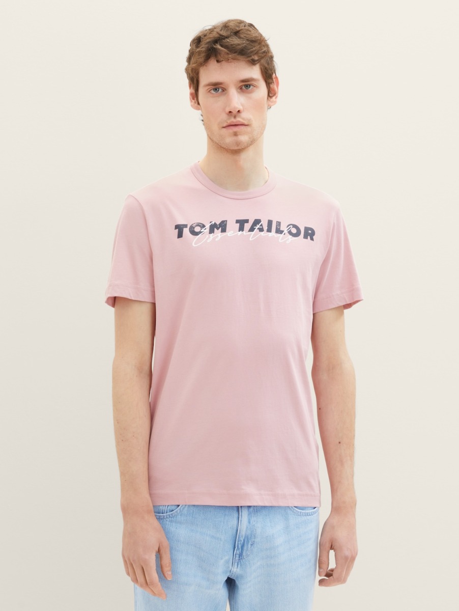 Man T-Shirt in Pink Tom Tailor GOOFASH
