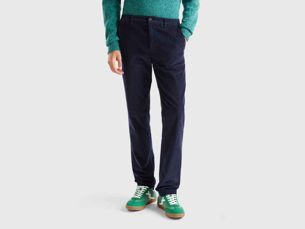 Man Trousers - Blue - Benetton GOOFASH