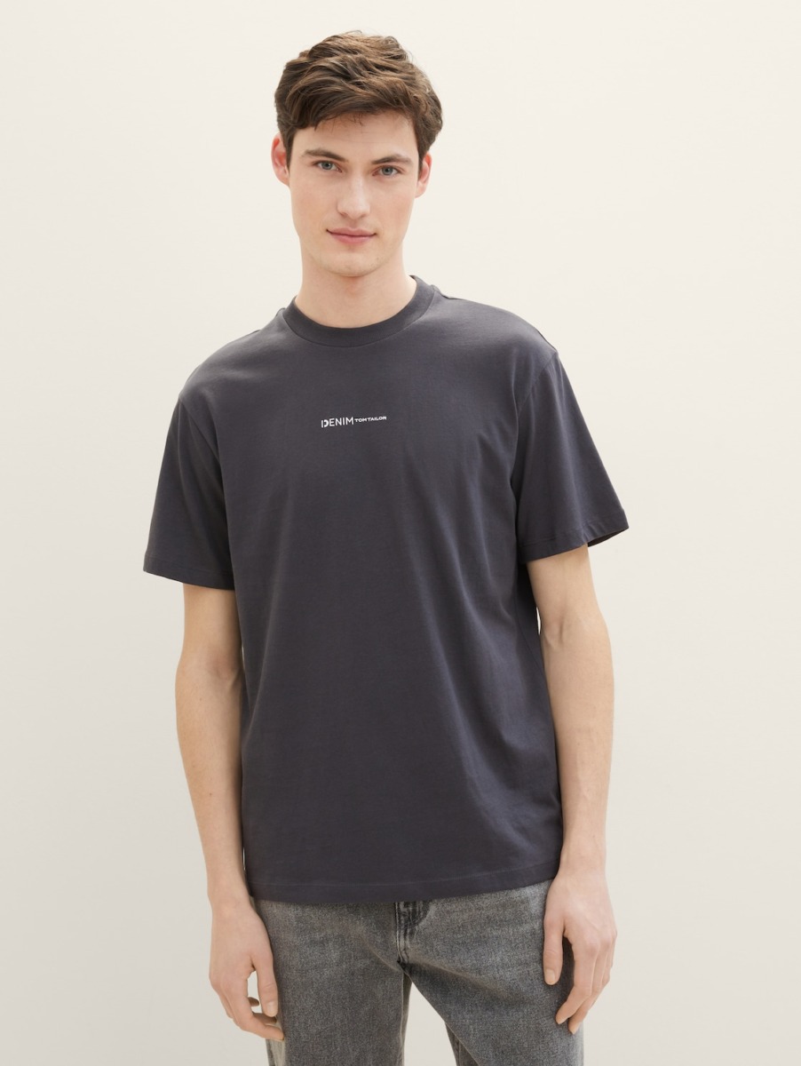 Men T-Shirt Grey - Tom Tailor GOOFASH