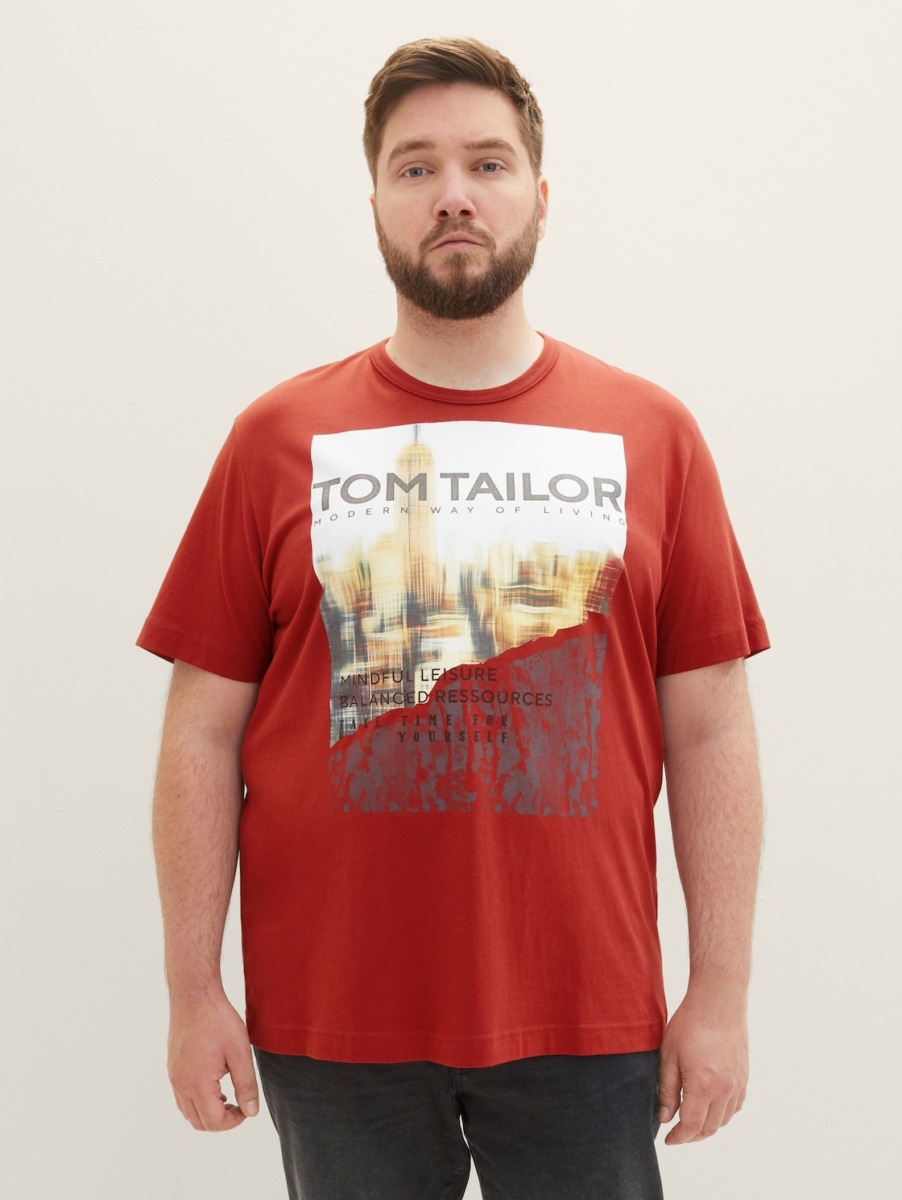 Men T-Shirt Red Tom Tailor GOOFASH