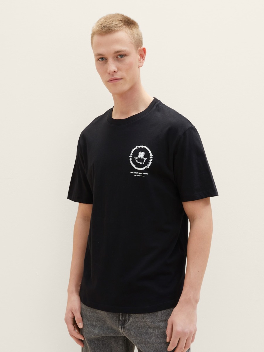 Men's Black T-Shirt from Tom Tailor GOOFASH