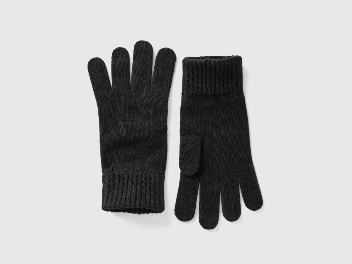 Men's Gloves Black Benetton United Colors of Benetton GOOFASH