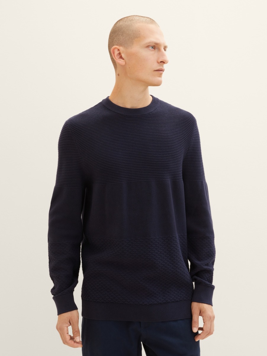 Mens Knitting Sweater Blue at Tom Tailor GOOFASH
